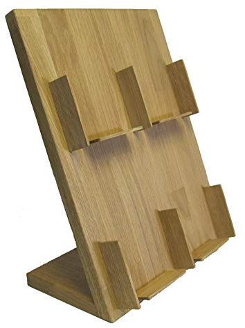 LINLAY Intarsien & Gravuren DIN A6 mit 4 Einsätzen (Hochformat) Stehend Postkarten-Ständer Prospekt-Halter massiv Eiche