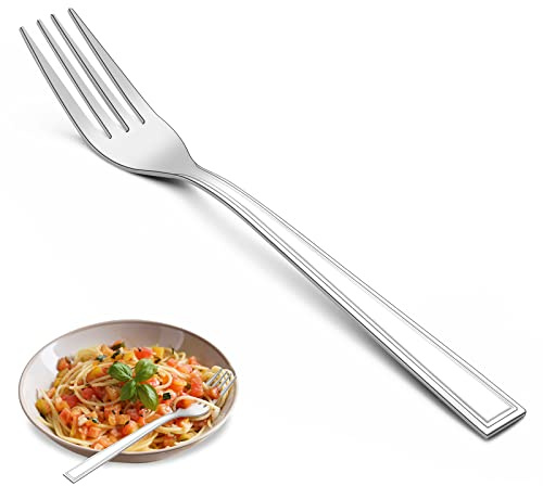 Gafflar, Unokit gafflar 12 stycken (19,6 cm, 7,7 tum), rostfritt stål bestick gaffel, högglanspolerade, bordsgafflar, menygafflar, lämplig för hem/fest/restaurang, gafflar diskmaskinssäkra