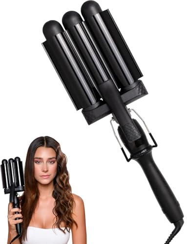 Mermade PRO Hair Waver 1.25 - 3 Barrel Curling Iron 1 1/4 Inch, Ceramic Barrel Waver for Thick, Thin, Long, or Short Hair - Black