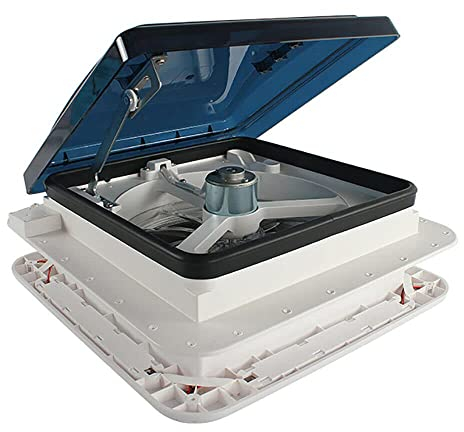 RV Roof Fan 11 Inch Motorhome Caravan Windows Hatch Roof Ventilation Fan Exhaust Air 30 W 28 x 28 cm Roof Ventilation Fan with LED Light