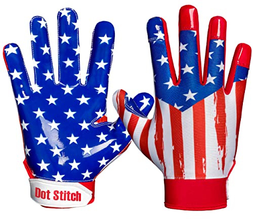 Dot Stitch Fußballhandschuhe mit USA-Flagge (amerikanische Flagge 1, Erwachsene)
