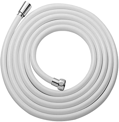 OFFO Tubo Doccia 3.5m,Con protezione Antitorsione,Flessibile Doccia in PVC, Tubo Doccia di Ricambio ad Alta pressione, per Rubinetteria Bagno,Bianco