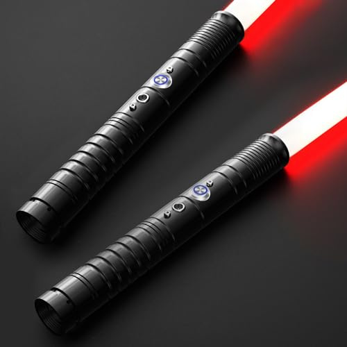Lischwert Sabre Laser, Lightsaber,Sabres Lumineux en métal 2 en 1 connectables, 11 Couleurs RVB modifiables 4 Voix de modèles, Balancement Fluide et Effets sonores de Combat