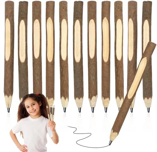 PZJOALN Träpennor, grafit träpennor, rustika grenar, set med personliga träpennor, skogshuggarlook, 12 st