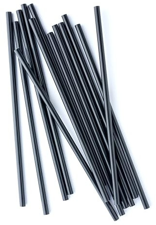 Sugarcane Straws, Flexible Black Drinking Straws for Smoothies, Milkshakes, Juice, Parties, Kids, Travel, Home, Bars, Events (50, Black Straight)