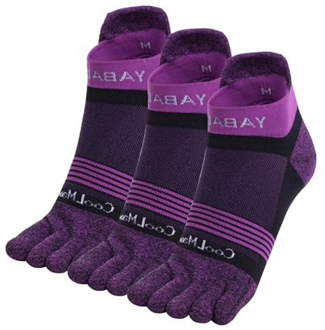 likloks Calcetines de Dedo para Hombre y Mujer - Tobilleros Deportivos de Cinco Dedos con Soporte para el Arco - Cómodos, Suaves y Transpirables - Morados, Talla Pequeña (3 Pares)