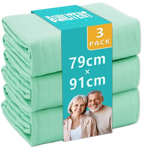 Bunlitent Lot de 3 draps de lit lavables pour incontinence pour adultes, enfants, personnes âgées, animaux domestiques | pour les lentes sèches | Couverture imperméable pour lit | Tapis de protection