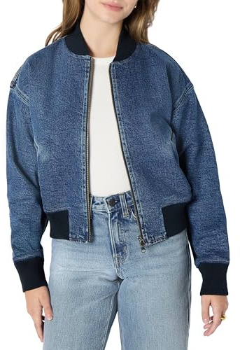 Amazon Essentials Women's Relaxed-Fit Denim Bomber Jacket