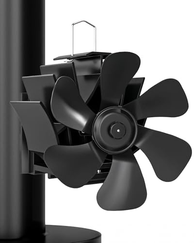 Signstek Kaminventilator Magnetisch, Ofenventilator Ohne Strom Leiser Kamin Ofen Ventilator Kaminlüfter mit 6 Blätter für Kaminofen/Kamin/Ofen/Holz/Ofenrohr