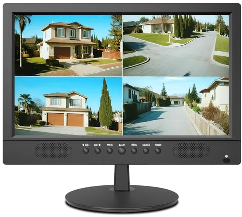 Jexiop 16inch Security Monitor,Wall-Mounted Monitors Supports USB/Full Format Video Playback,CCTV Monitors with AV/HDMI Input/VGA/BNC,Built-in Speaker,Remote Control