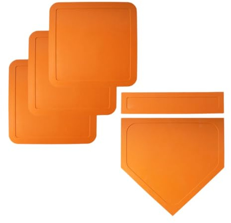 APLVFFZH 5 Stück Baseball Base Set Softball Basen Set Wurfbase Set mit Pitcher Platte Gummi Wurfbase Set Wetterfest Und Tragbar für Kinder Erwachsene Training, Orange