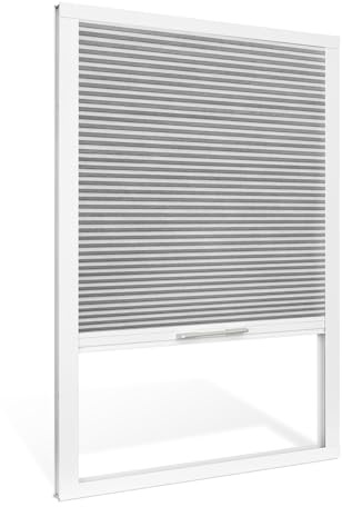 Moonice Skylight blinds Waterproof Fabric Cordless Roof Honeycomb Window Blinds Light Filtering Cellular Pleated Shades for Roof Inclined Plane Room Windows Custom Size,Grey