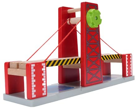 Yunseity Järnvägstillbehör för Tågspårbro Av trä, Hängbro i bokträ för Utbyggbara Tågset och Fantasieggande Lek, Kompatibel med Större Träspår