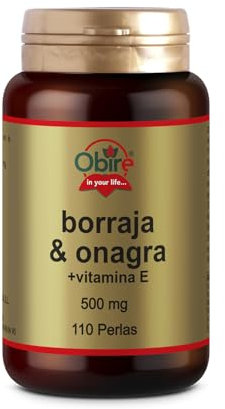 Obire | Aceite de Borraja y Onagra con Vitamina E 500 mg | 110 Perlas | Complemento para el Bienestar Femenino y el Cuidado Antioxidante