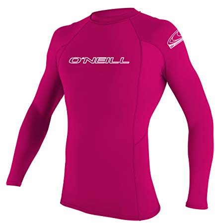 Camiseta Para Surf Infantil, Manga Larga, Cuello Redondo, Rosa/Rojo Sandía, Talla:16