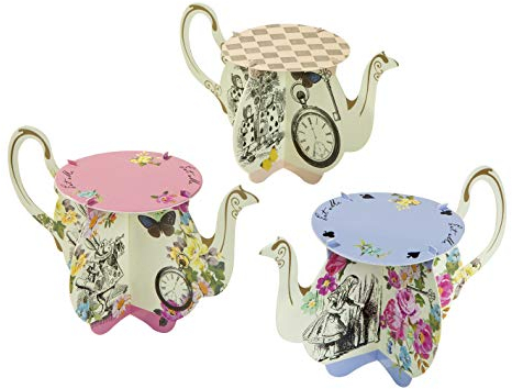 Talking Tables Truly Alice Teapot Cupcake Stands Pack of 6, Paper, Multicolor, Set of 6