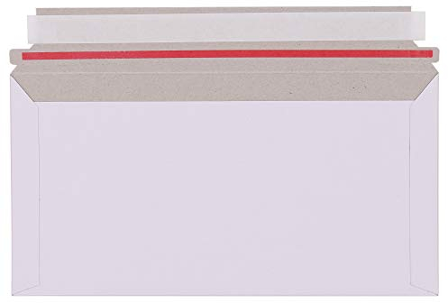 Umschläge Größe: 230x120 mm Vollpapptasche Haftklebung mit Abziehstreifen Versandhülle Lang Pappe Karton Versandtaschen weiss Vollpappe (400 Stück)