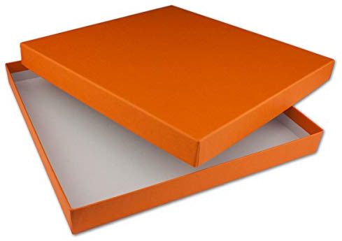 NEUSER PAPIER Caja Cuadrada de Almacenamiento y Regalo en Color Naranja, 24 x 24 x 2,3 cm - Ideal Como Caja de Fotos Con Tapa
