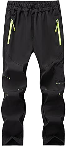 Echinodon Kinder Outdoorhose Wasserdicht Sommer Funktionshose Frühling Herbst Wanderhose Trekkinghose Schwarz XL