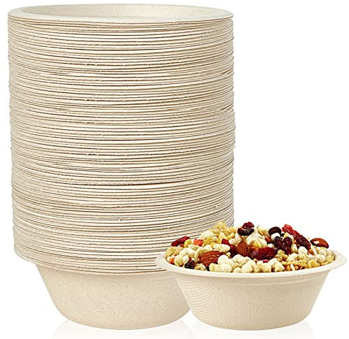 ECOLipak 12 oz Paper Bowls, [150-Pack] Compostable Paper Bowls Bulk, Heavy-duty Disposable Soup Bowls for Hot And Cold Food