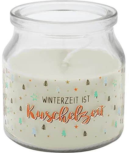 Sheepworld Kerze im Glas Motiv Kuschelzeit | Duftkerze Vanille, Höhe 7 cm, Durchmesser 6,7 cm, Geschenk-Anhänger aus Holz | Weihnachtsdeko | 51097