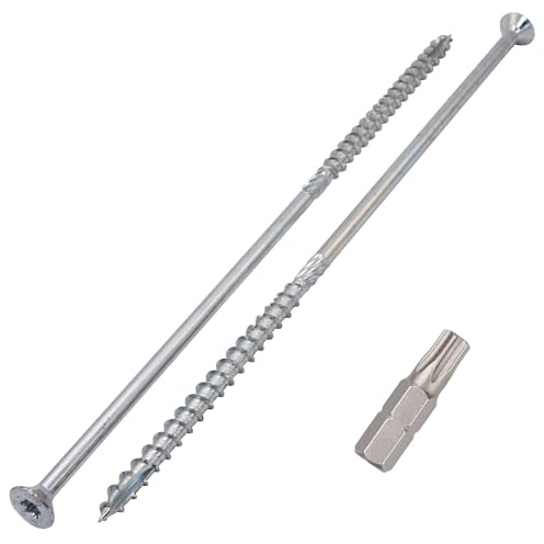 SKIR'CO (4 pz.) Viti per legno in acciaio zincato 8,0 x 260 mm, viti a testa svasata Torx, tipo 17, viti per truciolare