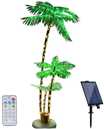 Ljusträd utomhus, solcellsträd utomhus, LED ljusträd julgran juldekoration inomhus och utomhus, palmlampa utomhus med fjärrkontroll