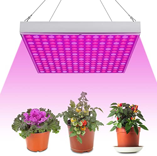 Tubiaz LED Pflanzenlampe, 45W Vollspektrum Pflanzenlicht LED Grow Lampe mit 225 Rot & Blau LEDs, Grow Light Wachstumslampen für Zimmerpflanzen (mit Netzstecker und Hängenden Ketten)