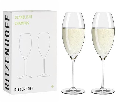 RITZENHOFF 8011003 - Bicchiere da champagne 300 ml, serie Glanzlicht – 2 pezzi in cristallo in set regalo – Made in Germany
