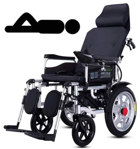 Silla de ruedas eléctrica de alta resistencia con reposacabezas, motor doble de 500 W, eléctrica o manual, respaldo y pedal ajustables, joystick, batería de litio de 12 A/20 A.(Black,20A)