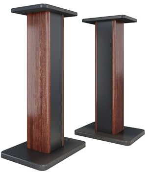 Kinevortex 70cm Speaker Stand Retro-style Highly Supportive Speaker Stands Wood Grain Soundbar Bracket under TV for Home Theaters with Sand Filling Tuning Function Set of 2 Floor Stands