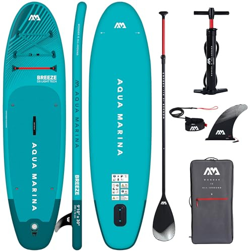 CampSup Aqua Marina Breeze - Planche de SUP gonflable polyvalente pour débutants - Kit complet de planche de stand up paddle - Édition limitée - Bleu