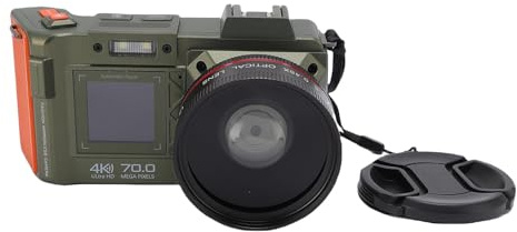Goshyda Digitalkamera, 70MP 4K Auto Focus 50x Zoom DSLR -Kamera mit Doppelbildschirm, Blitz, Hot Shoe -Schnittstelle, Unterstützung der WLAN -Freigabe für Reisen (Green)