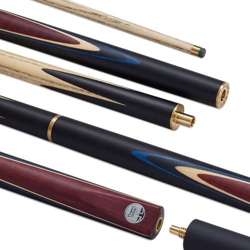 POWERGLIDE VI Ash 3/4 Joint Snooker Pool eller biljard köpinne | Nordamerikansk askaxel | Handskarvad ebenserad rumpa | 538 g | Full storlek 147 cm | 9,5 mm spets