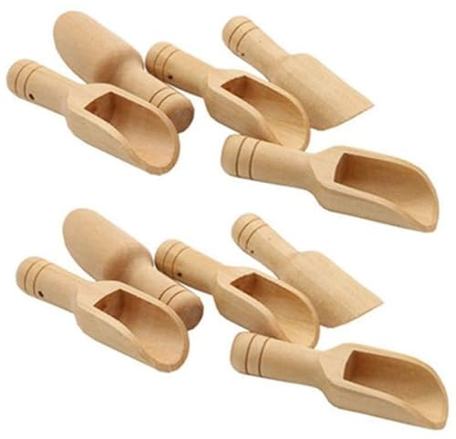 Paquete de 10 mini cucharas de madera para condimentos de café y miel, sales de baño y azúcar, 2,4 x 7,8 cm, cucharas medidoras pequeñas de cocina y baño