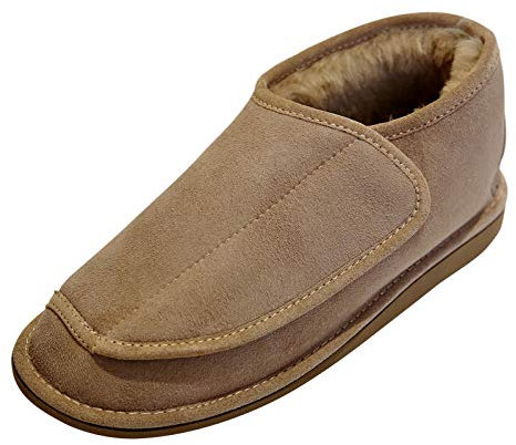 Hollert German Leather Fashion Lammfell Hausschuhe - Christel Herren Damen Fellschuhe mit Klettverschluss Schuhgröße EUR 41, Farbe Beige