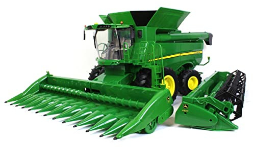 TOMY Big Farm John Deere S690 Combine - 1:16 Scale - Includes Corn and Draper Head Attachments - Farm Toys with Realistic Lights and Sounds - Ages 3 Years and Up