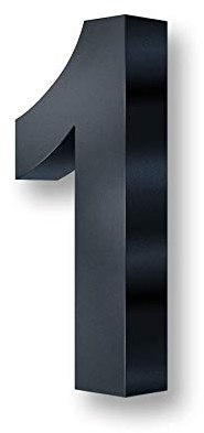 Metzler Número de Casa 3D - Revestimiento de Polvo Mate - Número de Casa Color Anthracita (RAL7016) - Incluye material de montaje - Altura 20 cm (Número 1)
