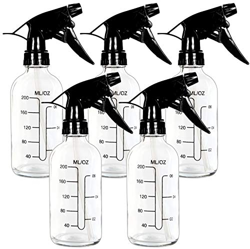 Youngever 5er Pack Leere Glassprühflasche, 250ML Klarglas Sprühflasche für ätherische Öle mit Extra Langlebigen Triggersprühern (Klar)