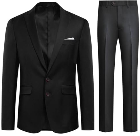Allthemen 2 stycken Enfärgad kostym med två affärsknappar (Blazer + Byxor)