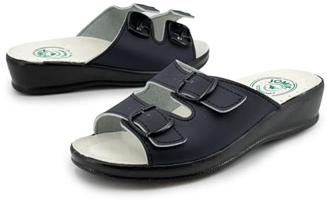 JOMIX Ciabatte Donna Estive Comode Ciabatte Donna Casa Estive Zeppa Pantofole Aperte Ortopediche Anatomiche ITD1474-3 (Blu, 40)