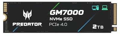 acer Predator GM7000 2TB SSD, PCIe Gen4x4 NVMe M.2 SSD with DRAM Cache, Up to 7400 MB/s, PCIe 4.0 Internal Gaming Solid State Drive for PS5 Storage Expansion