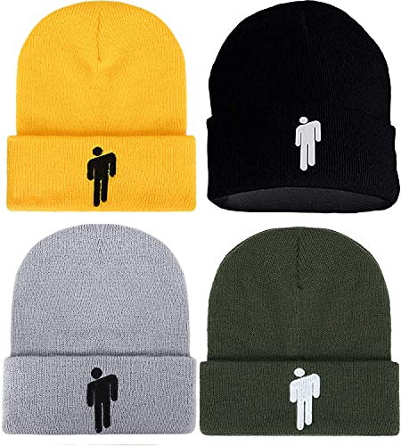 JFAN Strickmütze Damen Unisex Warm Winter Einfarbig Fleece Gefüttert Hip-Hop Ski Skull Cap Geschenke für Freunde Kappe 4 Stück-1 One Size