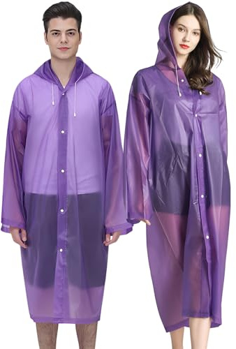 Cosowe Raincoats Rain Poncho for Adults, 2 Pack Reusable Rain Jacket Rainwear Emergency for Women Men with Hoods and Sleeves, Waterproof for Outdoors, Camping, Disney