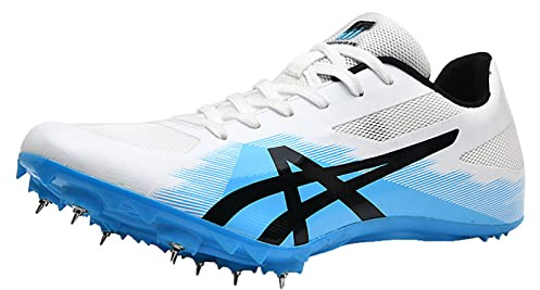 SDEQA Herrkvinnor och fältskor med spikar med spikar Racing hoppande sprint sneakers Andningsbar lätt körträning,White,39 EU