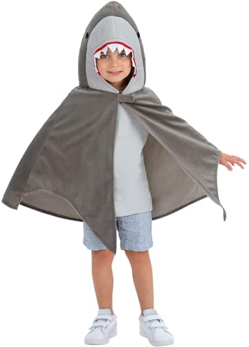 Smiffys Deluxe Shark Cape, barn, barn djur maskeradklänning, barn utklädningstillbehör