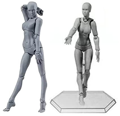 Bewegliche Schaufensterpuppenfigur, bewegliches Skizzieren, Zeichnen, Malzubehör mit Ständer für Zuhause, Büro, Schreibtischdekoration (Grau #14)