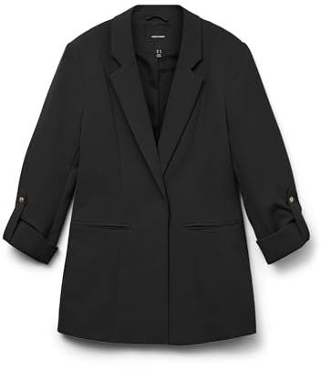 Vero Moda Donna Vmgloria 3/4 Slim Blazer Noos, Nero, 46