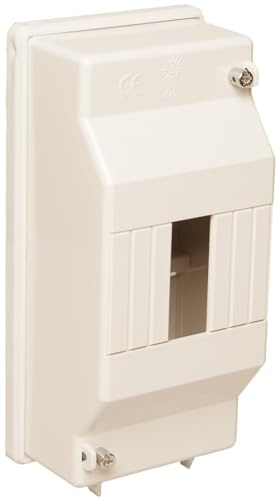 Caja de distribución marfil para 1 a 4 elementos, ideal para instalaciones eléctricas y organización de conexiones.