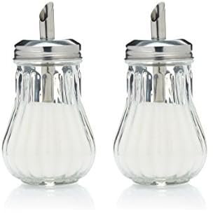KitchenCraft - Sucrier Doseur en Verre, Style Rétro, 7 x 7 x 13.5 cm (Lot de 2)